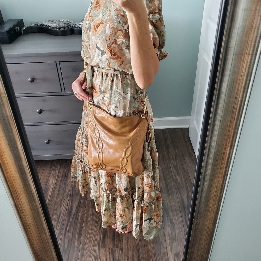 Tahari Brown Soft Leather Crossbody Bag